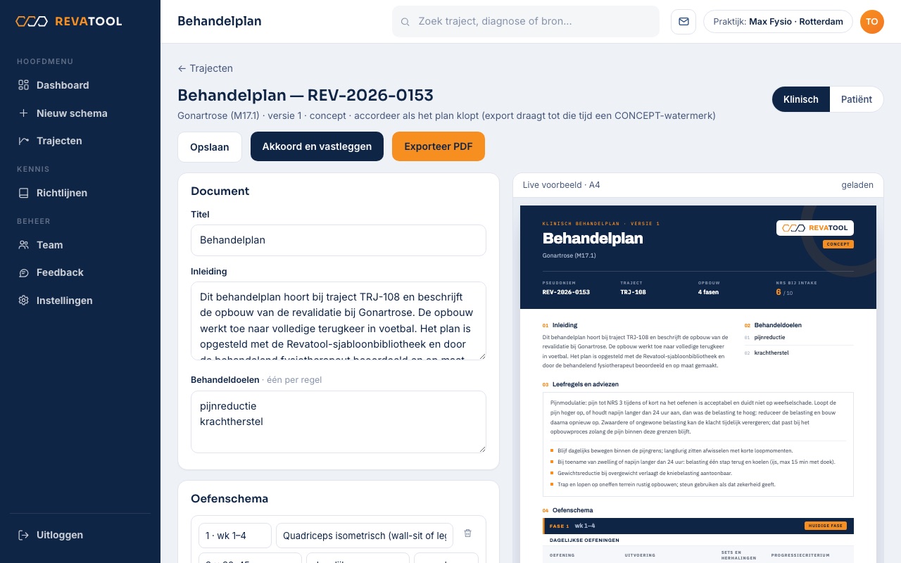 Behandelplan in Reva met live A4-voorbeeld